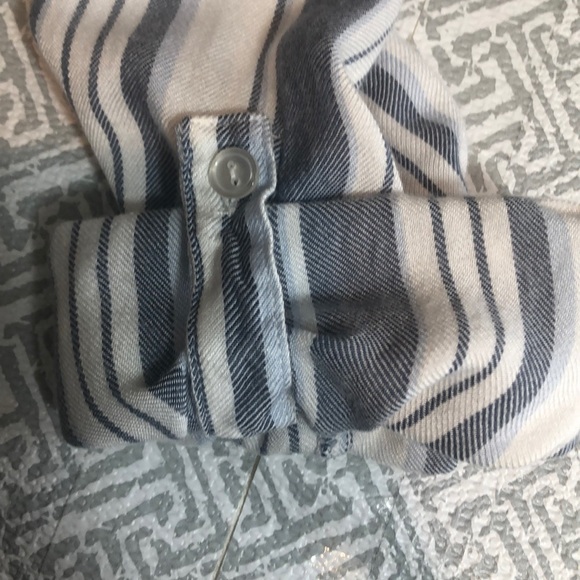 Sanctuary Tomboy Strip Shirt Roll Tab Sleeves Large - Picture 7 of 8